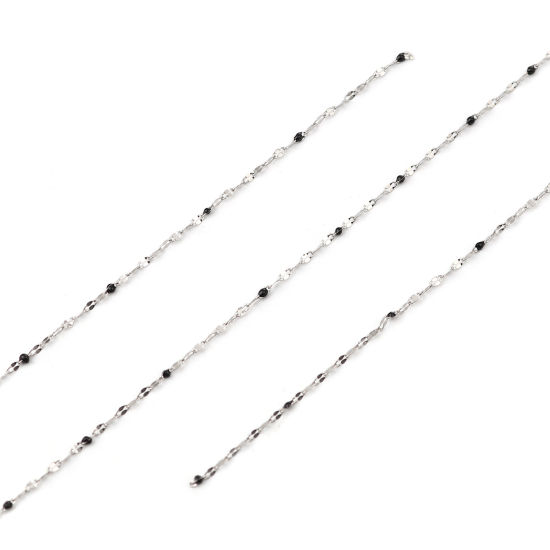 Image de 1 M Chaîne Maille Forçat Accessoires pour la Fabrication de Bijoux Faits à la Main en Acier Inoxydable Ovale Argent Mat Noir Émail 3x2mm 