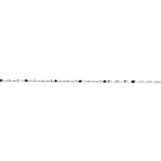 Image de 1 M Chaîne Maille Forçat Accessoires pour la Fabrication de Bijoux Faits à la Main en Acier Inoxydable Ovale Argent Mat Noir Émail 3x2mm 
