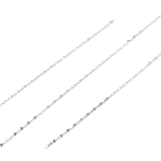 Image de 1 M Chaîne Maille Forçat Accessoires pour la Fabrication de Bijoux Faits à la Main en Acier Inoxydable Ovale Argent Mat Blanc Émail 3x2mm 