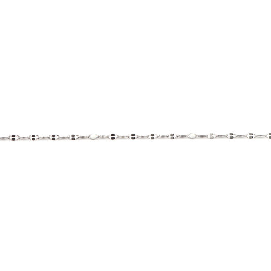Image de 1 M Chaîne Maille Forçat Accessoires pour la Fabrication de Bijoux Faits à la Main en Acier Inoxydable Ovale Argent Mat Blanc Émail 3x2mm 