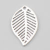 Picture of Zinc Based Alloy Charms Leaf Silver Plated 28mm x 17mm, 10 PCs