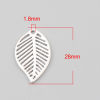 Picture of Zinc Based Alloy Charms Leaf Silver Plated 28mm x 17mm, 10 PCs