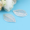 Picture of Zinc Based Alloy Charms Leaf Silver Plated 28mm x 17mm, 10 PCs