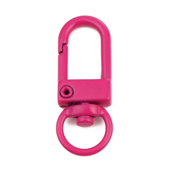 Image de Porte-Clés en Alliage de Fer Fuchsia Arc Émail 34mm x 12mm, 10 Pcs