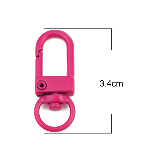 Image de Porte-Clés en Alliage de Fer Fuchsia Arc Émail 34mm x 12mm, 10 Pcs
