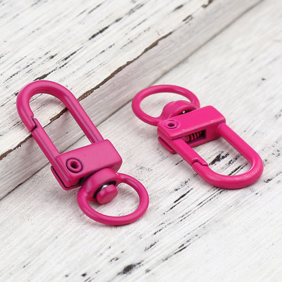 Image de Porte-Clés en Alliage de Fer Fuchsia Arc Émail 34mm x 12mm, 10 Pcs