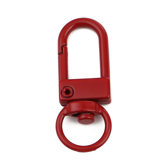 Image de Porte-Clés en Alliage de Fer Rouge Foncé Arc Émail 34mm x 12mm, 10 Pcs
