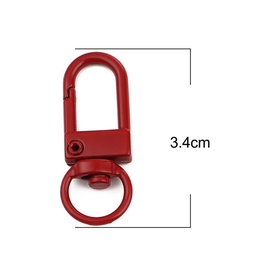 Image de Porte-Clés en Alliage de Fer Rouge Foncé Arc Émail 34mm x 12mm, 10 Pcs