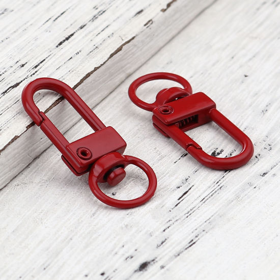 Image de Porte-Clés en Alliage de Fer Rouge Foncé Arc Émail 34mm x 12mm, 10 Pcs