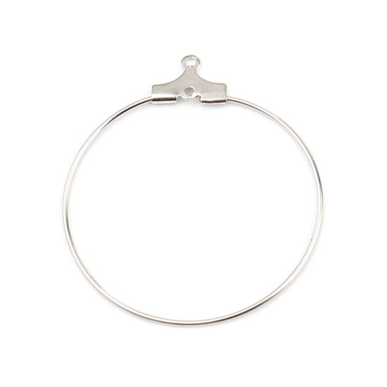 Image de Iron Based Alloy Hoop Earrings Findings Circle Ring Silver Tone 35mm x 31mm, Post/ Wire Size: (21 gauge), 30 PCs