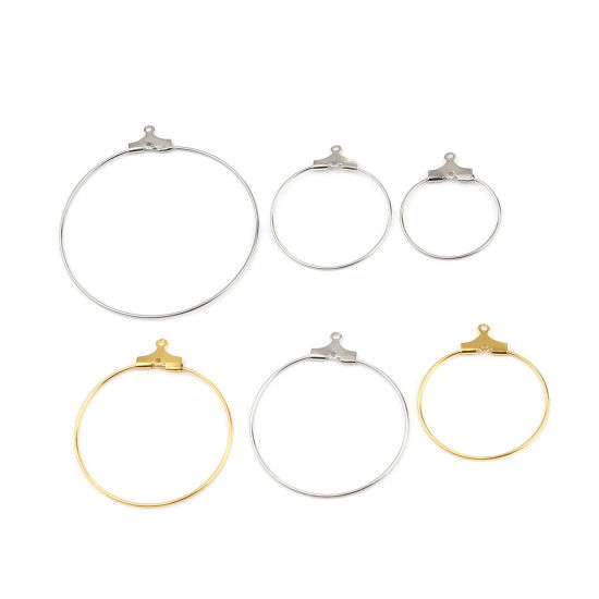 Image de Iron Based Alloy Hoop Earrings Findings Circle Ring Silver Tone 35mm x 31mm, Post/ Wire Size: (21 gauge), 30 PCs