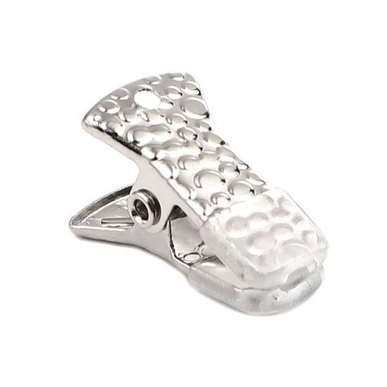 Image de Clip en Silicone Argent Mat Motif Sculpté 20mm x 10mm, 10 Pcs