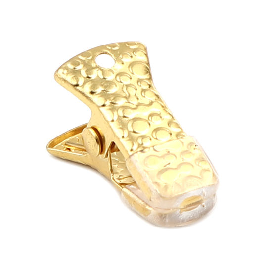 Image de Clip en Silicone Doré Motif Sculpté 20mm x 10mm, 10 Pcs