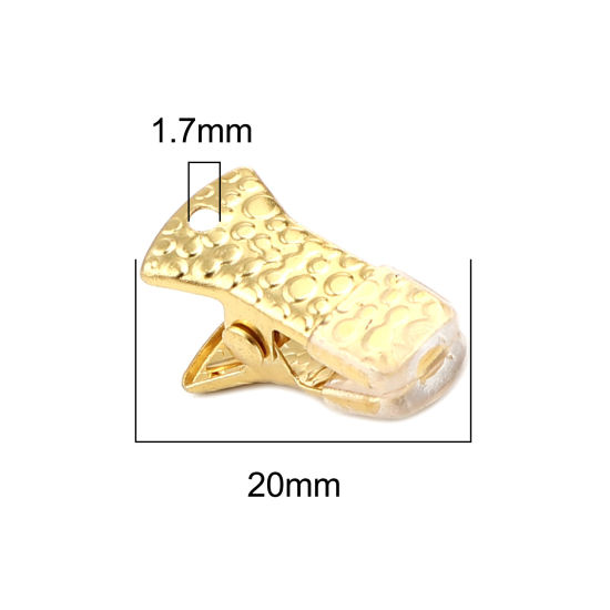 Image de Clip en Silicone Doré Motif Sculpté 20mm x 10mm, 10 Pcs