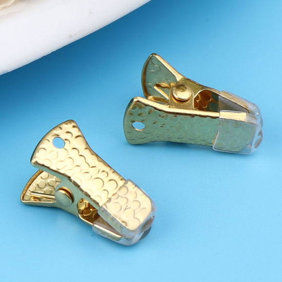 Image de Clip en Silicone Doré Motif Sculpté 20mm x 10mm, 10 Pcs