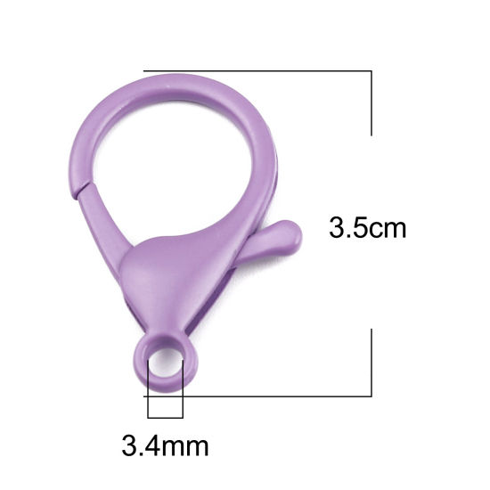 合金 アクセサリーパーツ 金具 カニカン 紫 35mm x 23mm、 10 個 の画像