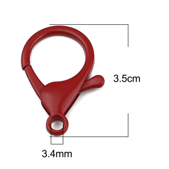 合金 アクセサリーパーツ 金具 カニカン 深紅色 35mm x 23mm、 10 個 の画像