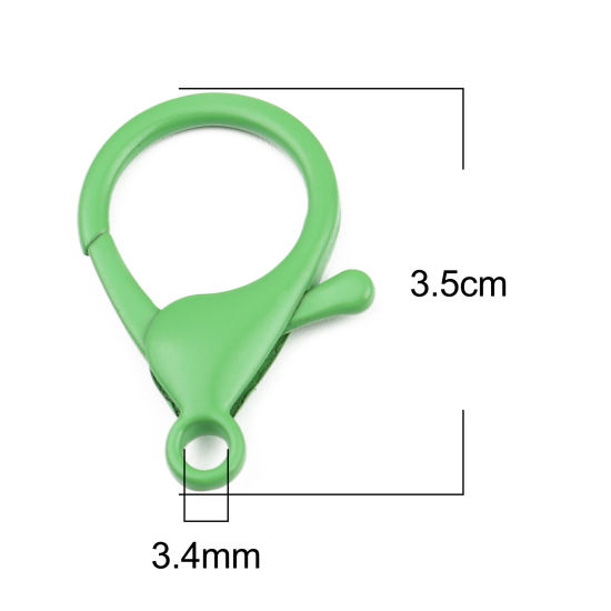 合金 アクセサリーパーツ 金具 カニカン 緑 35mm x 23mm、 10 個 の画像