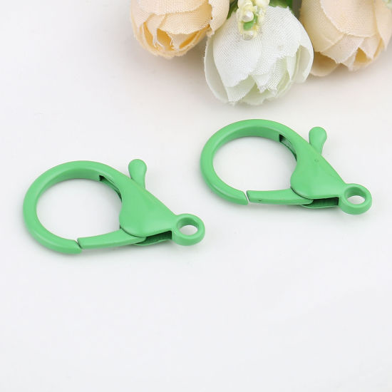 合金 アクセサリーパーツ 金具 カニカン 緑 35mm x 23mm、 10 個 の画像