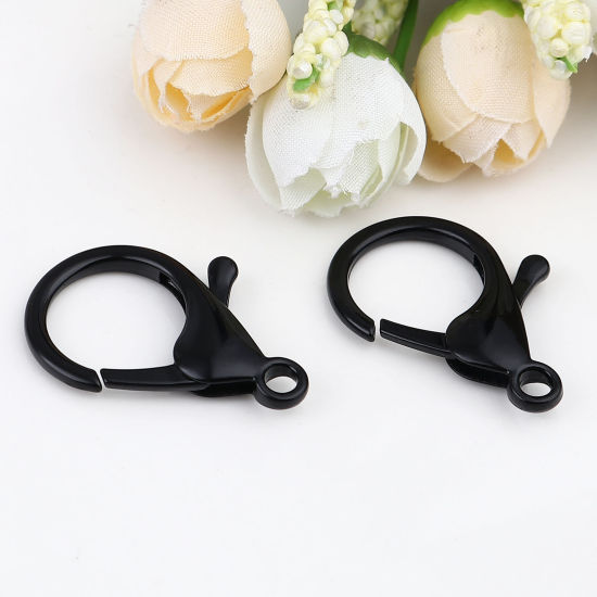 合金 アクセサリーパーツ 金具 カニカン 黒 35mm x 23mm、 10 個 の画像