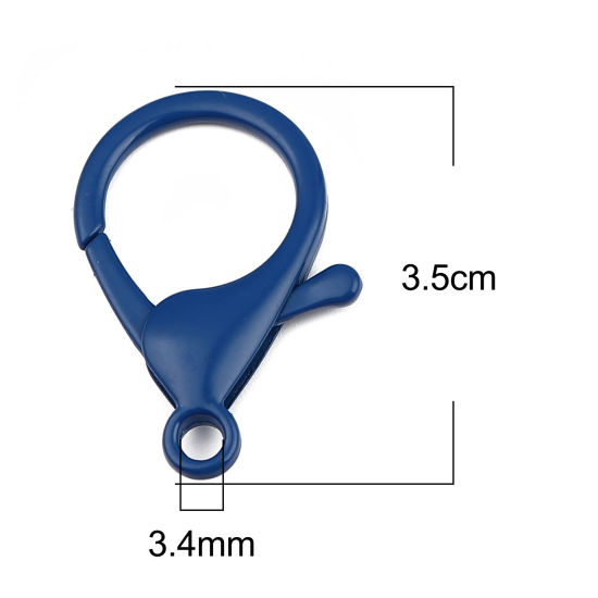 合金 アクセサリーパーツ 金具 カニカン 紺碧 35mm x 23mm、 10 個 の画像