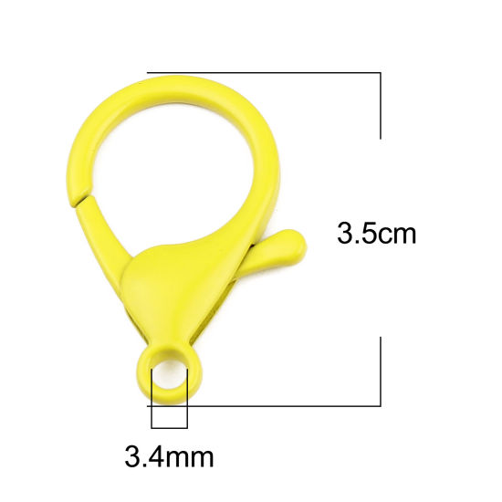 合金 アクセサリーパーツ 金具 カニカン 黄色 35mm x 23mm、 10 個 の画像