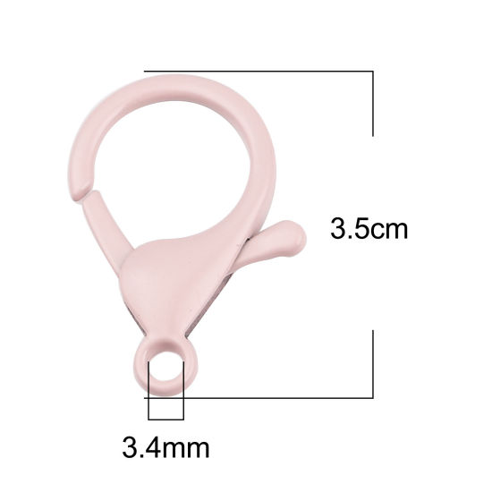 合金 アクセサリーパーツ 金具 カニカン 薄ピンク 35mm x 23mm、 10 個 の画像