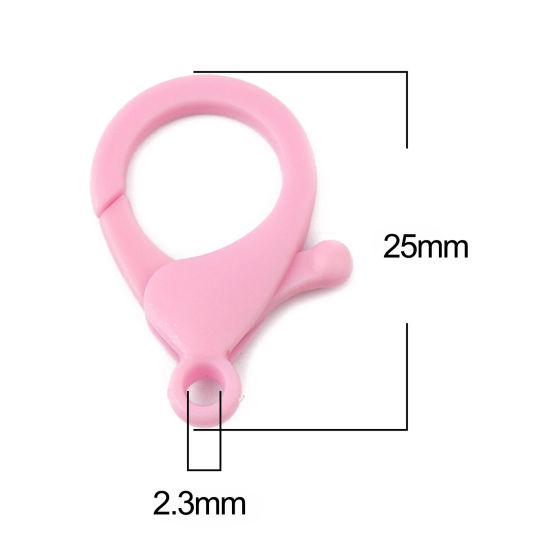 ABS アクセサリーパーツ・金具 カニカン ピンク 25mm x 17mm、 30 個 の画像