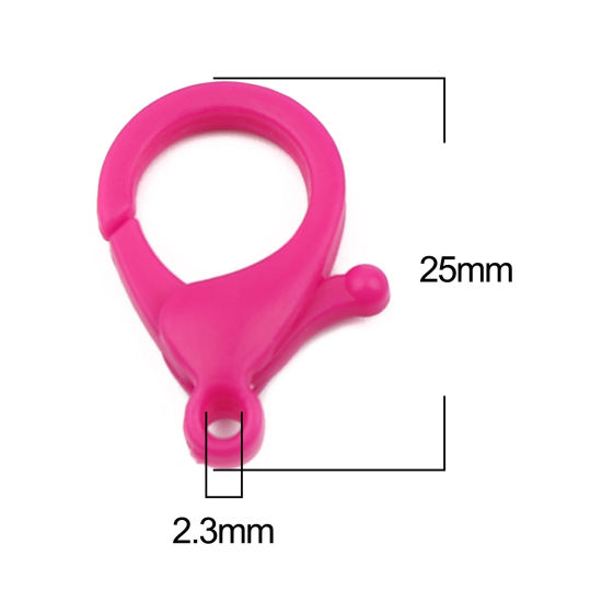 ABS アクセサリーパーツ・金具 カニカン フクシア色 25mm x 17mm、 30 個 の画像