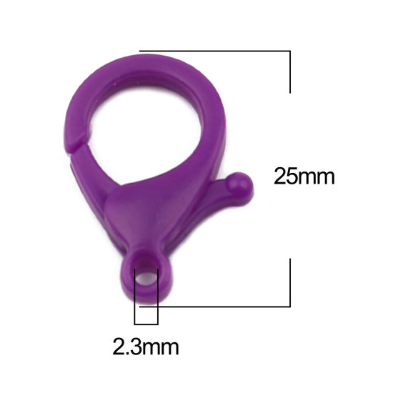 ABS アクセサリーパーツ・金具 カニカン 紫 25mm x 17mm、 30 個 の画像