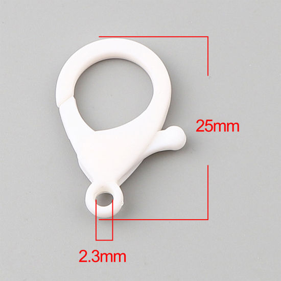 ABS アクセサリーパーツ・金具 カニカン 白 25mm x 17mm、 30 個 の画像