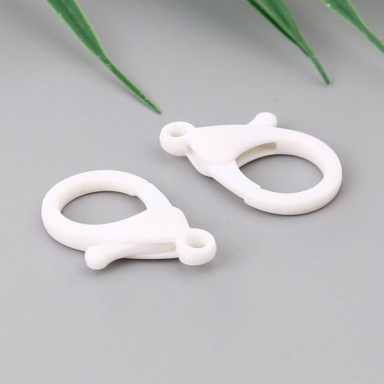 ABS アクセサリーパーツ・金具 カニカン 白 25mm x 17mm、 30 個 の画像