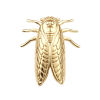 Picture of 2 PCs Brass Insect Ear Post Stud Earrings 18K Real Gold Plated Cicada With Loop 23mm x 19mm, Post/ Wire Size: 0.7mm(21 gauge)