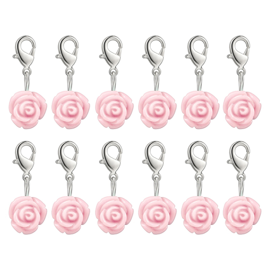 Image de Marqueur de Maille en Plastique Rose Rose 12 Pcs
