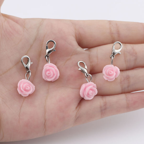 Image de Marqueur de Maille en Plastique Rose Rose 12 Pcs
