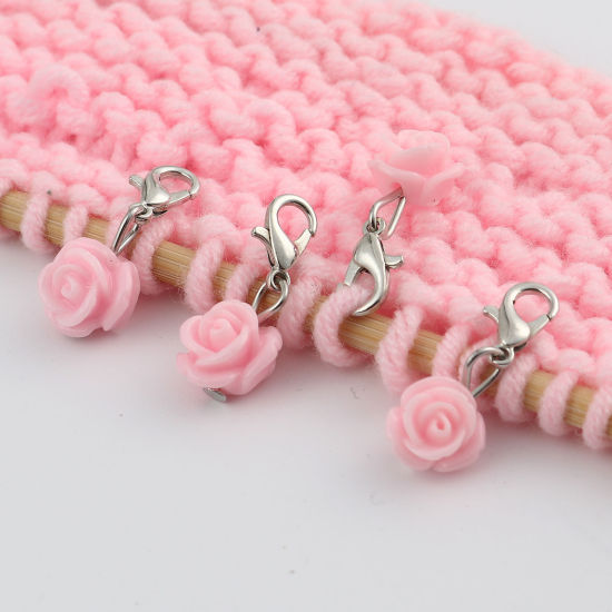 Image de Marqueur de Maille en Plastique Rose Rose 12 Pcs