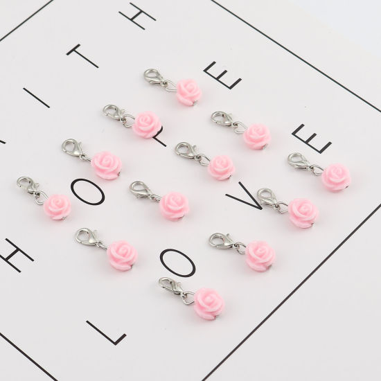 Image de Marqueur de Maille en Plastique Rose Rose 12 Pcs