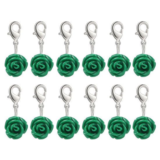 Image de Marqueur de Maille en Plastique Rose Vert 12 Pcs