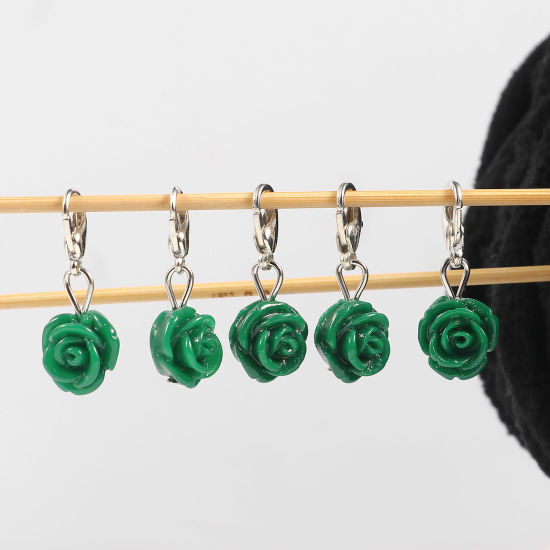 Image de Marqueur de Maille en Plastique Rose Vert 12 Pcs