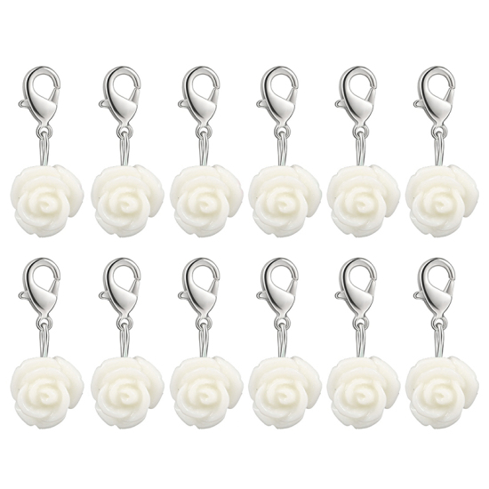 Image de Marqueur de Maille en Plastique Rose Blanc 12 Pcs