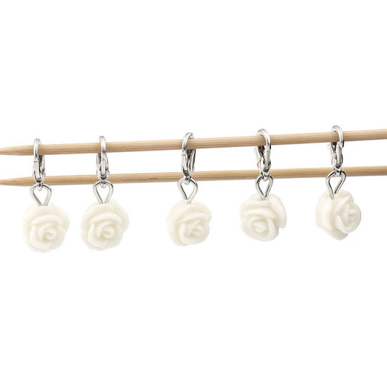 Image de Marqueur de Maille en Plastique Rose Blanc 12 Pcs