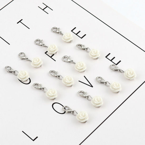 Image de Marqueur de Maille en Plastique Rose Blanc 12 Pcs