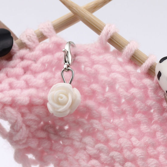 Image de Marqueur de Maille en Plastique Rose Blanc 12 Pcs