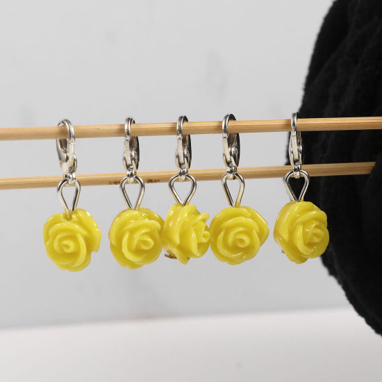Image de Marqueur de Maille en Plastique Rose Jaune 12 Pcs