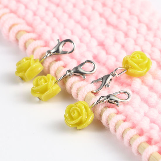 Image de Marqueur de Maille en Plastique Rose Jaune 12 Pcs