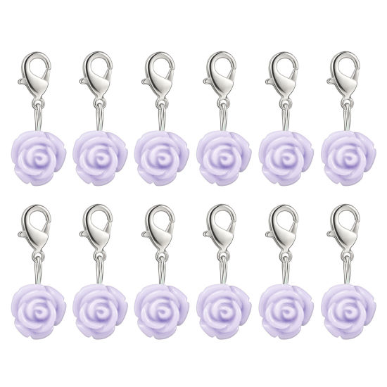 Image de Marqueur de Maille en Plastique Rose Mauve 12 Pcs