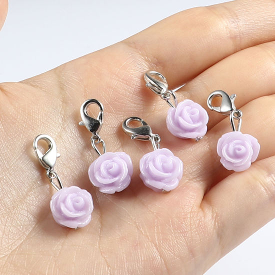 Image de Marqueur de Maille en Plastique Rose Mauve 12 Pcs