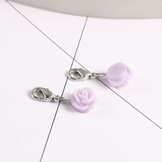 Image de Marqueur de Maille en Plastique Rose Mauve 12 Pcs