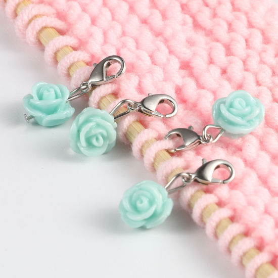 Image de Marqueur de Maille en Plastique Rose Bleu Ciel 12 Pcs