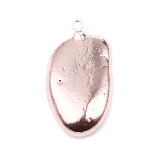 Immagine di 3 Pz Pietra & Ottone Ciondoli Rosa Irregolare Placcatura 28x18mm - 19x11mm